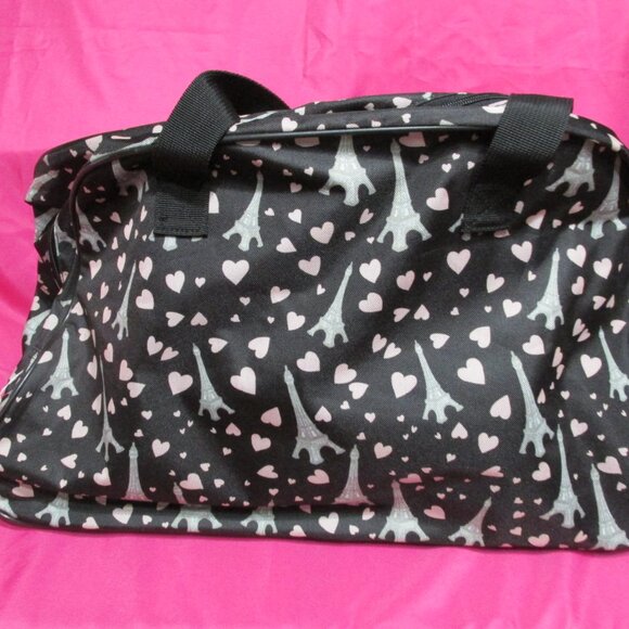 P1259-NWOT Betsey Johnson Paris in Love Canvas Rolling Travel Bag - Picture 8 of 10